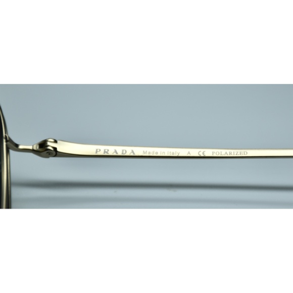 PRADA SPR64V 1BK-5Z1 PALE GOLD METAL POLARIZED GREY PILOT SUNGLASSES. 62mm - Picture 12 of 15